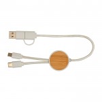 Cable de sincronización de datos y carga rápida con bambú 27W color blanco segunda vista frontal