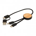 Cable de sincronización de datos y carga rápida con bambú 27W color negro tercera vista