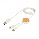 Cable de carga rápida de plástico reciclado y bambú 5 en 1 27W color blanco segunda vista