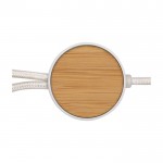 Cable de carga rápida de plástico reciclado y bambú 5 en 1 27W color blanco tercera vista frontal