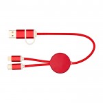 Cable de aluminio y plástico reciclado con carga rápida 5 en 1 color rojo segunda vista trasera