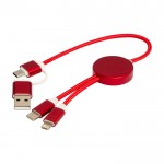 Cable de aluminio y plástico reciclado con carga rápida 5 en 1 color rojo tercera vista