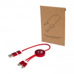 Cable de aluminio y plástico reciclado con carga rápida 5 en 1 color rojo vista impresa logo 2