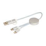Cable de aluminio y plástico reciclado con carga rápida 5 en 1 color plateado segunda vista
