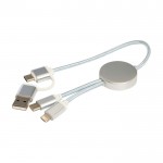 Cable de aluminio y plástico reciclado con carga rápida 5 en 1 color plateado tercera vista