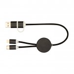 Cable de aluminio y plástico reciclado con carga rápida 5 en 1 color negro segunda vista trasera