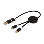 Cable de aluminio y plástico reciclado con carga rápida 5 en 1 color negro segunda vista