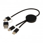 Cable de aluminio y plástico reciclado con carga rápida 5 en 1 color negro tercera vista