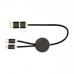 Cable de aluminio y plástico reciclado con carga rápida 5 en 1 color negro segunda vista frontal