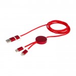 Cable de carga de plástico reciclado y aluminio que sincroniza 5 en 1 color rojo segunda vista