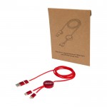 Cable de carga de plástico reciclado y aluminio que sincroniza 5 en 1 color rojo vista impresa logo 2