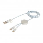 Cable de carga de plástico reciclado y aluminio que sincroniza 5 en 1 color plateado segunda vista