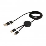 Cable de carga de plástico reciclado y aluminio que sincroniza 5 en 1 color negro segunda vista