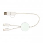 Cable de carga rápida con plástico reciclado y sincronización 5 en 1 color blanco segunda vista trasera
