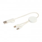 Cable de carga rápida con plástico reciclado y sincronización 5 en 1 color blanco segunda vista