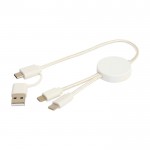 Cable de carga rápida con plástico reciclado y sincronización 5 en 1 color blanco tercera vista