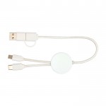 Cable de carga rápida con plástico reciclado y sincronización 5 en 1 color blanco segunda vista frontal