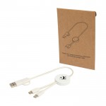 Cable de carga rápida con plástico reciclado y sincronización 5 en 1 color blanco vista impresión tampografía