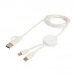 Cable de plástico reciclado y sincronización de datos 27W 5 en 1 color blanco segunda vista