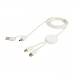 Cable de plástico reciclado y sincronización de datos 27W 5 en 1 color blanco tercera vista