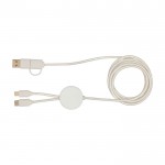 Cable de plástico reciclado y sincronización de datos 27W 5 en 1 color blanco segunda vista frontal