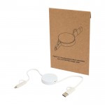 Cable de plástico reciclado con carga rápida y sincronización 5 en 1 color blanco