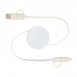 Cable de plástico reciclado con carga rápida y sincronización 5 en 1 color blanco segunda vista trasera