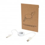 Cable de plástico reciclado con carga rápida y sincronización 5 en 1 color blanco vista impresión tampografía