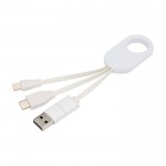 Cable de carga de plástico reciclado con varias conexiones 4 en 1 color blanco