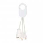Cable de carga de plástico reciclado con varias conexiones 4 en 1 color blanco segunda vista trasera