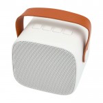 Altavoz inalámbrico de plástico reciclado con correa de cuero 3W color blanco segunda vista