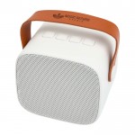 Altavoz inalámbrico de plástico reciclado con correa de cuero 3W color blanco