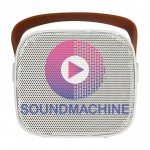 Altavoz inalámbrico de plástico reciclado con correa de cuero 3W color blanco