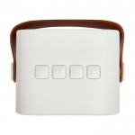 Altavoz inalámbrico de plástico reciclado con correa de cuero 3W color blanco tercera vista frontal