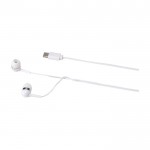 Auriculares cómodos tipo C con caja de plástico reciclado color blanco vista detalle 1