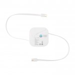Cable retráctil 5 en 1 de carga rápida y sincronización de datos 100W color blanco segunda vista trasera