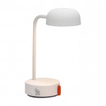 Lámpara de mesa recargable y regulable según necesites Kooduu Fokus color blanco vista impresa logo 2