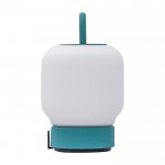 Lámpara portátil tipo farol que aporta iluminación suave Kooduu Loome color verde menta vista lateral