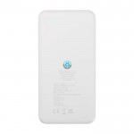 Powerbank de plástico reciclado con indicador LED de carga 10.000 mAh color blanco segunda vista trasera