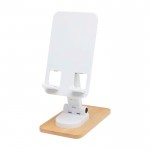 Soporte plegable para móvil para escritorio con base de bambú color blanco segunda vista
