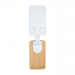 Soporte plegable para móvil para escritorio con base de bambú color blanco tercera vista frontal