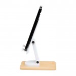 Soporte plegable para móvil para escritorio con base de bambú color blanco vista lateral