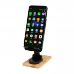 Soporte plegable para móvil para escritorio con base de bambú color negro