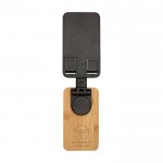 Soporte plegable para móvil para escritorio con base de bambú color negro vista impresa logo 2