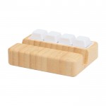 Soporte para teléfono de bambú con juguete antiestrés de teclas color madera segunda vista