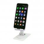 Soporte para teléfono plegable con soporte de metal y fijador de ángulo color blanco