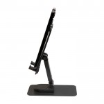 Soporte para teléfono plegable con soporte de metal y fijador de ángulo color negro vista lateral
