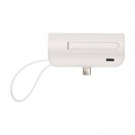 Batería externa 2 en 1 de plástico reciclado con soporte plegable color blanco vista detalle 1