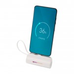 Batería externa 2 en 1 de plástico reciclado con soporte plegable color blanco