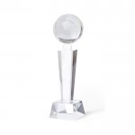 Trofeo de cristal con diseño de planeta color transparente